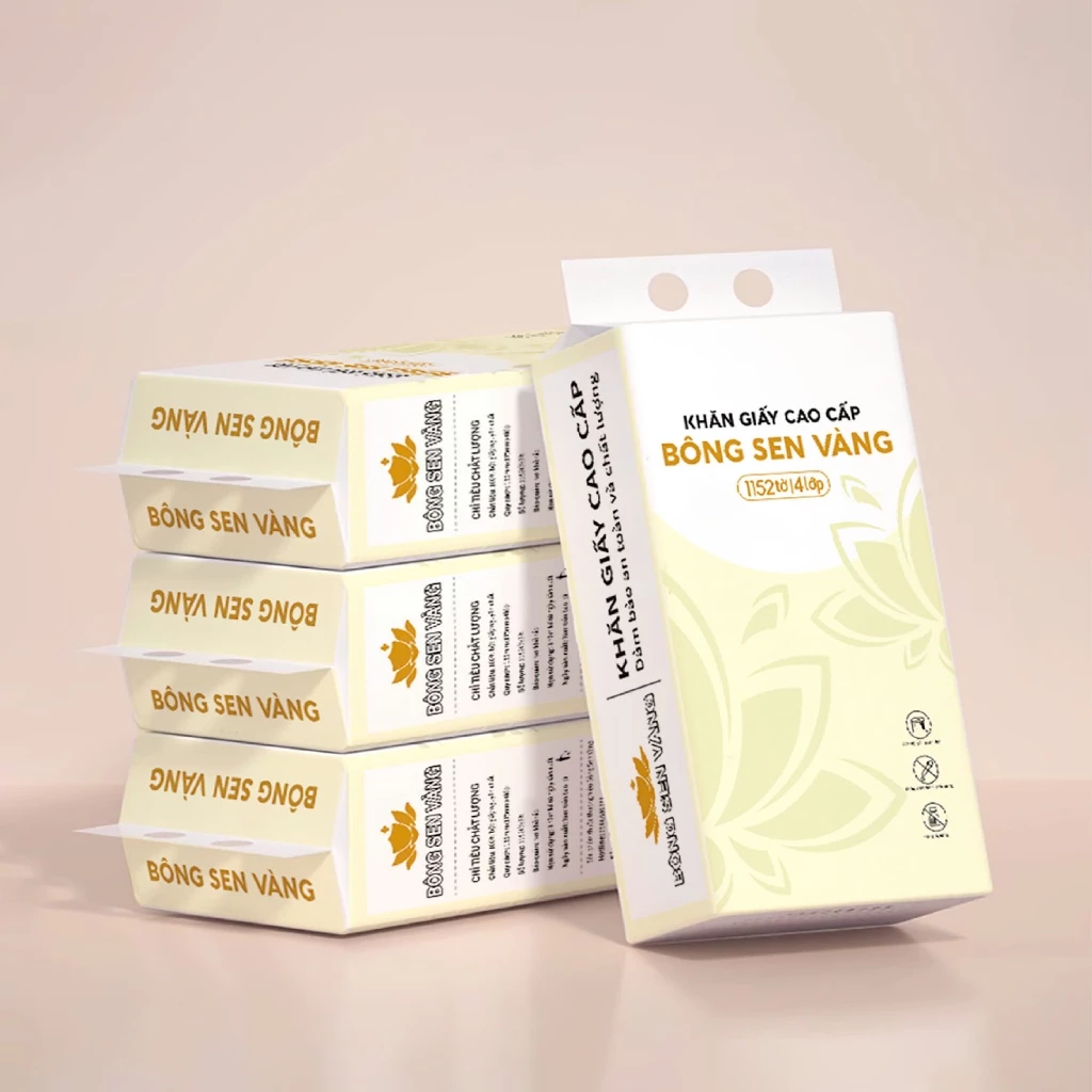 Khăn Giấy Rút Treo Tường Bông Sen Vàng 1152 Tờ (Tặng kèm móc treo)