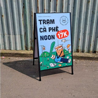 [HỖ TRỢ THIẾT KẾ] Standee Khung Sắt Chữ A Ngoài Trời, Standee Đứng chịu gió giá rẻ , kích thước 60x90cm