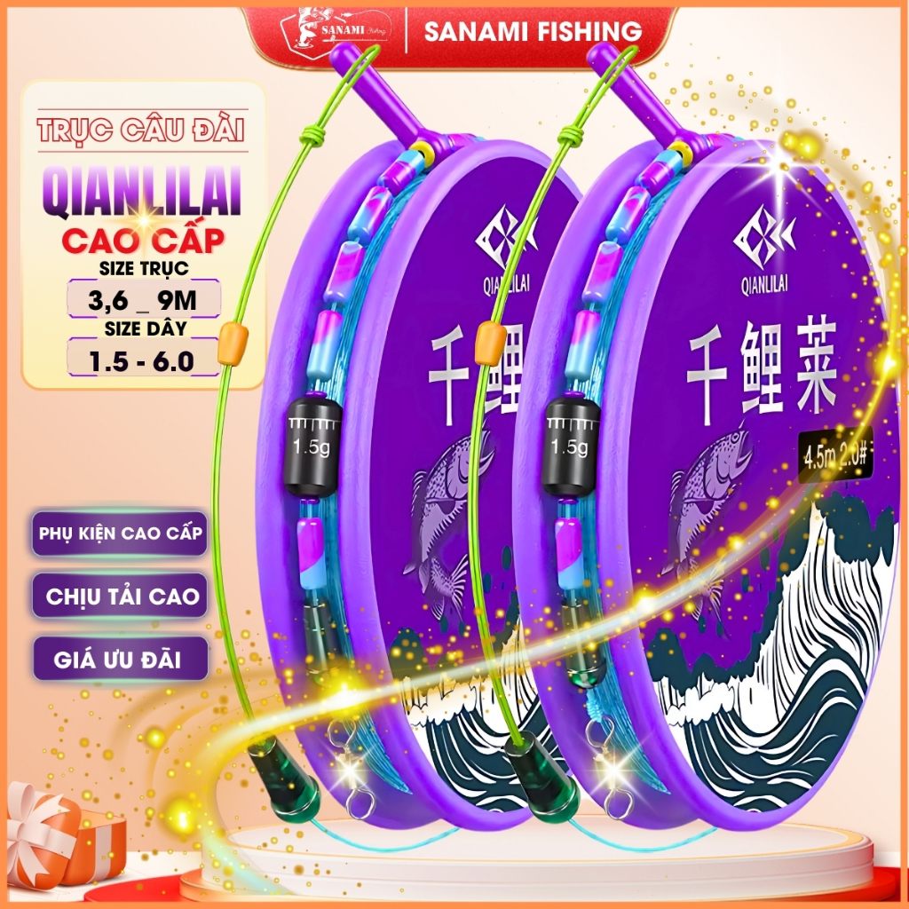 [CHÍNH HÃNG QIANLILAI] Trục Câu Đài Qianlilai Buộc Sẵn Tàng Hình Cao Cấp Trục Săn Hàng Màu Tím DT08