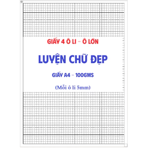 51 Tờ giấy luyện chữ đẹp. 4 Ô LI - Ô LỚN - giấy A4 100gsm- In 2 mặt