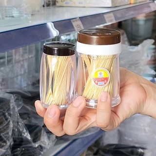 Lọ Đựng Tăm Tiêu Nhựa Nguyên Sinh Trong Suốt Nắp Xoay 2 Kích Cỡ
