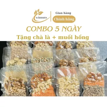 Combo 5 Ngày GÓI 100GR TẶNG CHÀ LÀ Hạt Dinh Dưỡng Nấu Sữa Hạt, Set Sữa Hạt Dinh Dưỡng Túi Hút Chân Không Mix Sẵn 5 Ngày