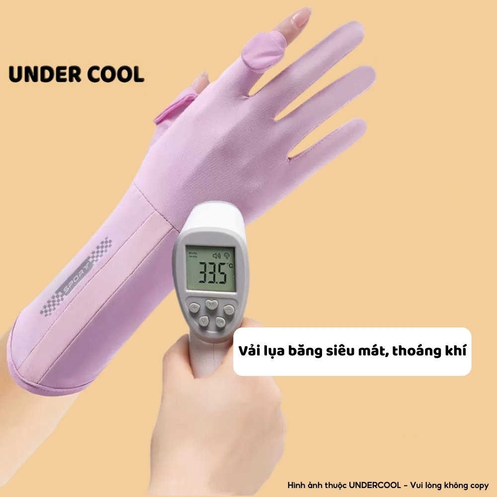 Găng Tay Chống Nắng UNDERCOOL  Chống Tia UV, Chống Trượt, Hở Ngón Thoáng Khí, Bao Kín Tay Phù Hợp Cho Cả Nam Nữ GT03