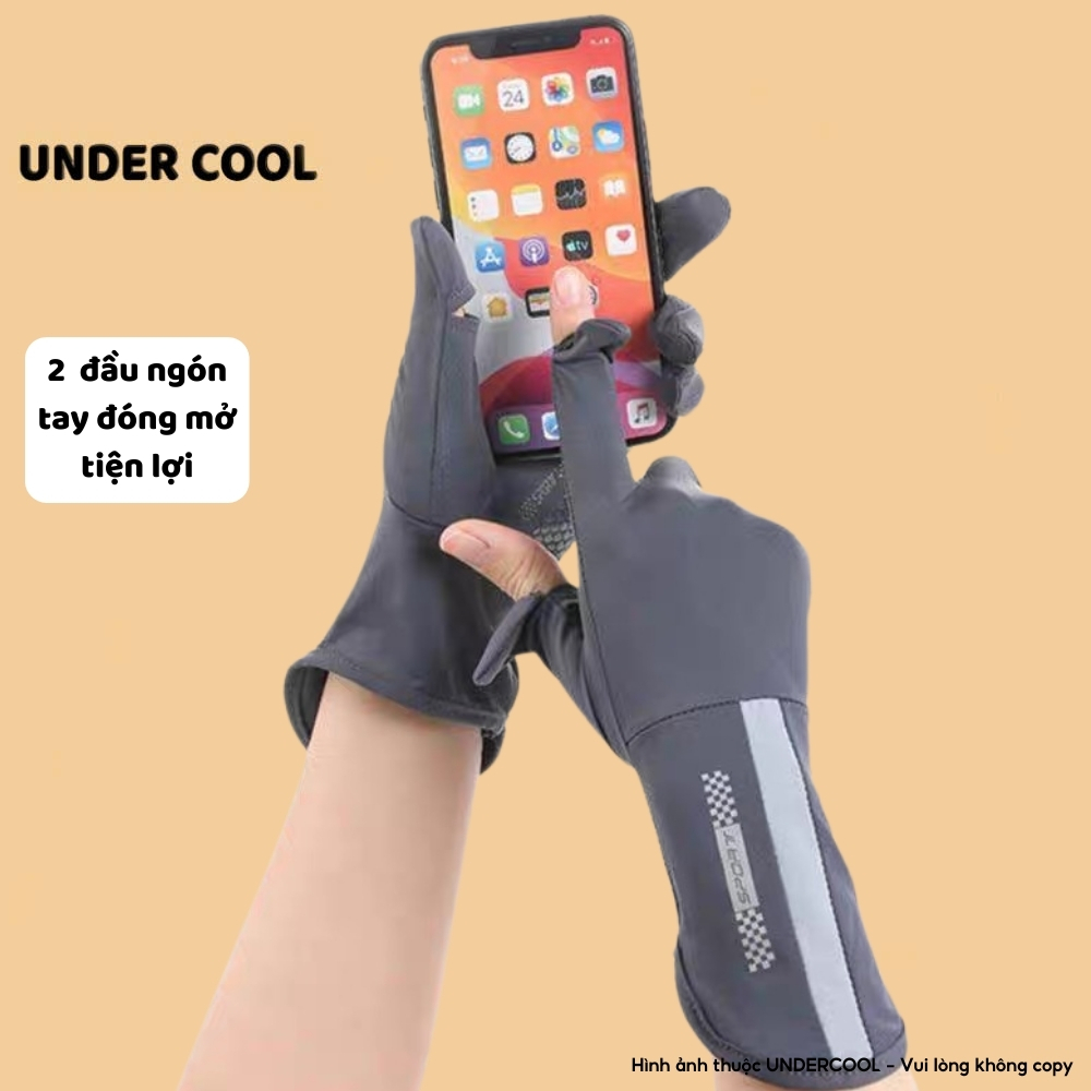 Găng Tay Chống Nắng UNDERCOOL  Chống Tia UV, Chống Trượt, Hở Ngón Thoáng Khí, Bao Kín Tay Phù Hợp Cho Cả Nam Nữ GT03