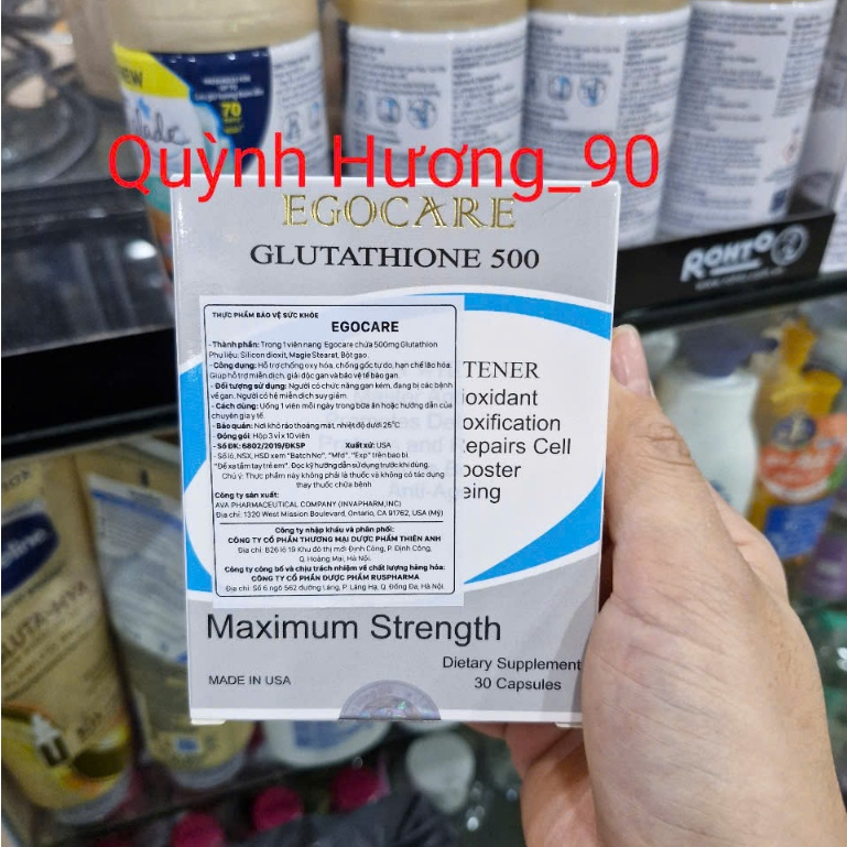 egocare glutathione 500 Viên uống EGOCARE Glutathion 500mg giúp chống lão hóa,hỗ trợ trắng da,tăng  sức đề kháng