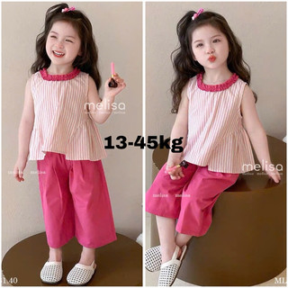 Set bộ thu đông bé gái style Hàn Quốc 13-45kg. Đồ bộ hè áo cotton kèm quần kaki ống rộng siêu sang cho bé gái 2-12Y
