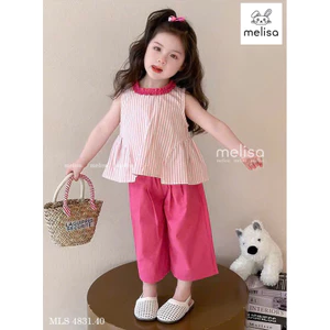 Set bộ thu đông bé gái style Hàn Quốc 13-45kg. Đồ bộ hè áo cotton kèm quần kaki ống rộng siêu sang cho bé gái 2-12Y