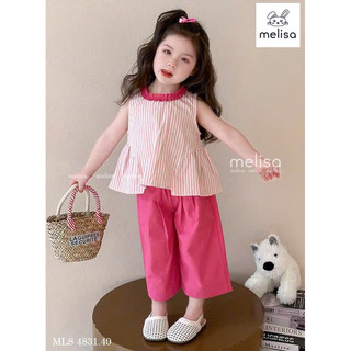 Set bộ thu đông bé gái style Hàn Quốc 13-45kg. Đồ bộ hè áo cotton kèm quần kaki ống rộng siêu sang cho bé gái 2-12Y