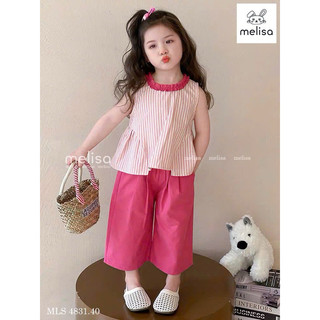 Set bộ thu đông bé gái style Hàn Quốc 13-45kg. Đồ bộ hè áo cotton kèm quần kaki ống rộng siêu sang cho bé gái 2-12Y