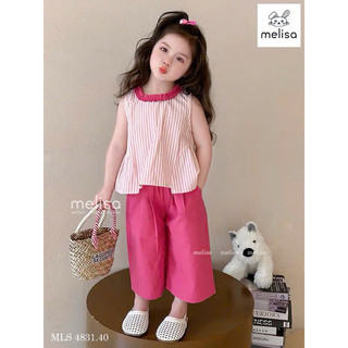 Set bộ thu đông bé gái style Hàn Quốc 13-45kg. Đồ bộ hè áo cotton kèm quần kaki ống rộng siêu sang cho bé gái 2-12Y