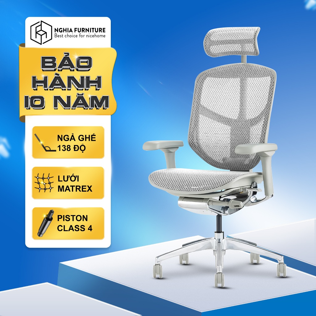 Ảnh Ghế công thái học Nghia Furniture Ergohuman Enjoy 02, Lưới Matrex Mỹ, piston class 4, ngả ghế 138 độ 3