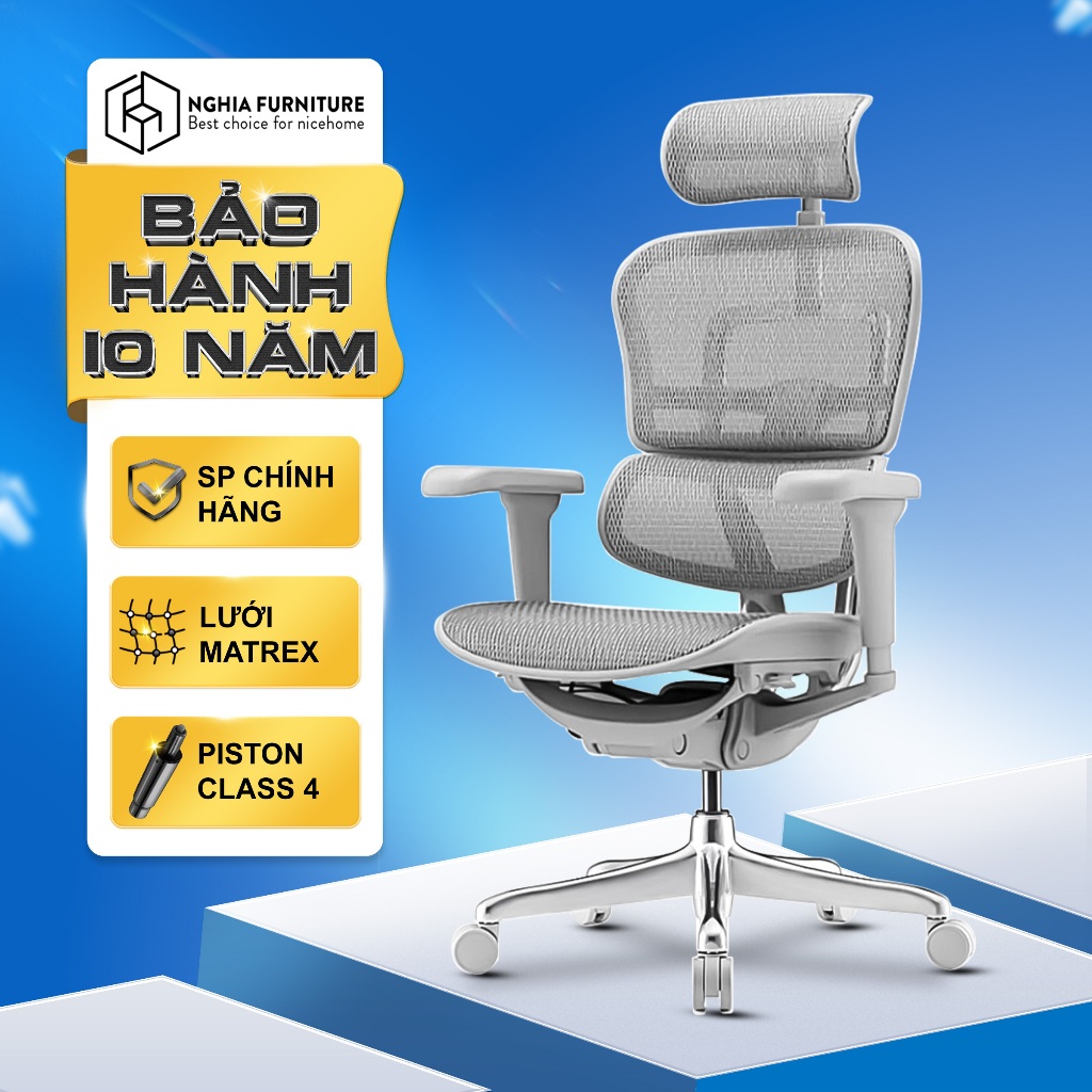 Ảnh Ghế công thái học Nghia furniture Ergohuman Elite 02 , Lưới Matrex Mỹ, piston class 4 samhongsa 3