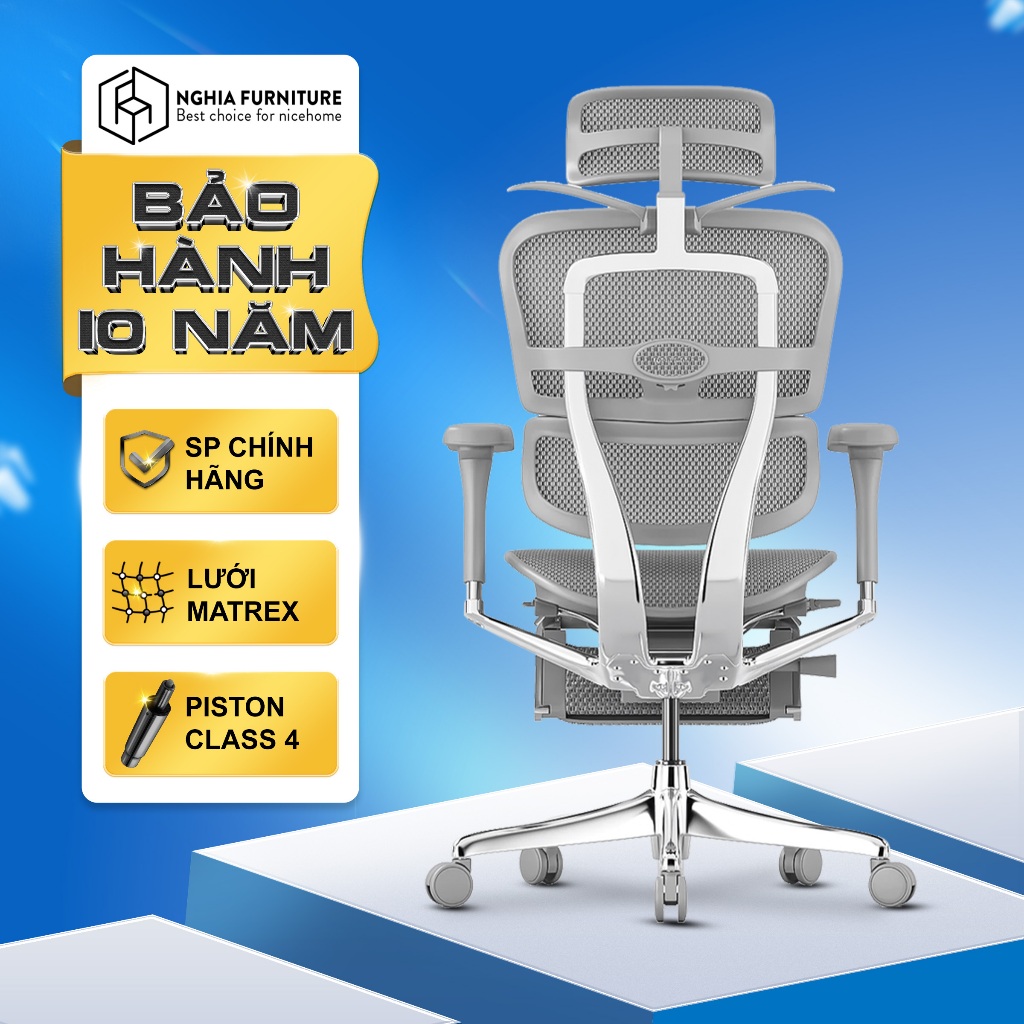 Ảnh Ghế công thái học Nghia furniture Ergohuman Elite 02 , Lưới Matrex Mỹ, piston class 4 samhongsa 4