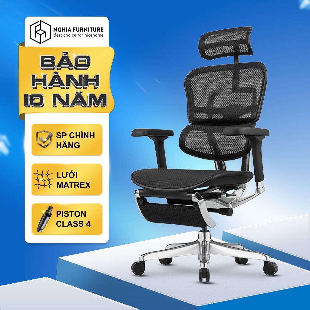 Ảnh Ghế công thái học Nghia furniture Ergohuman Elite 02 , Lưới Matrex Mỹ, piston class 4 samhongsa 1