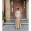 Chân váy dài chất thô ít nhăn size S màu nâu tây