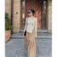 Chân váy dài chất thô ít nhăn size S màu nâu tây