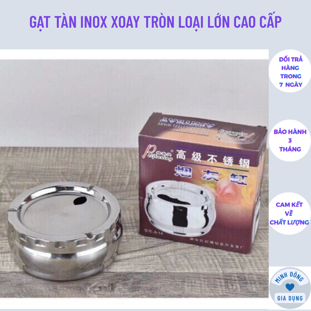 Gạt tàn inox xoay tròn loại lớn cao cấp