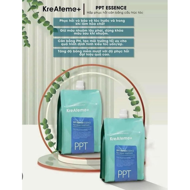 KreAteme+ Hấp PPT 970ml Phục Hồi & Khử Kiềm Tóc Bảo Vệ Trong Quá Trình Làm Hóa Chất Giữ Màu Nhuộm,Giảm trẻ ngọn hiệu quả