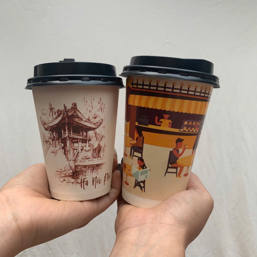 Set 50 Cốc giấy ly giấy dùng 1 lần dày đẹp dùng uống nước nóng lạnh