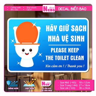 Decal Giữ Sạch Nhà Vệ Sinh, Decal Dán Toilet, WC, Nhà Vệ Sinh Cho Nhà Xưởng, Công Ty, Trường Học, Hàng Quán.