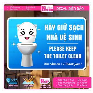 Decal Giữ Sạch Nhà Vệ Sinh, Decal Dán Toilet, WC, Nhà Vệ Sinh Cho Nhà Xưởng, Công Ty, Trường Học, Hàng Quán.