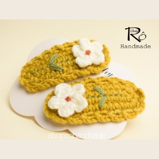 Kẹp tóc cây bông hoa nhỏ bằng len xinh xắn cho nữ và bé gái 5.5cm |Cặp tóc mái đẹp |Shop Rô Handmade