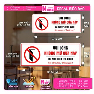 Decal Không Mở Cửa Này, Decal Dán Không Mở Cửa, Cửa Hỏng, Cửa Lỗi, Không Mở Cửa Đi Lối Này, Chống Nước Chịu Nhiệt Tốt.