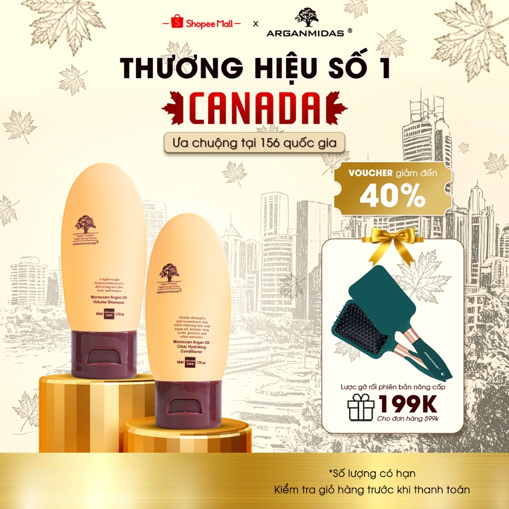Ảnh Dầu gội kiềm dầu tạo phồng chân tóc và dầu xả siêu dưỡng ẩm phục hồi tóc hư tổn Arganmidas 50ml 1