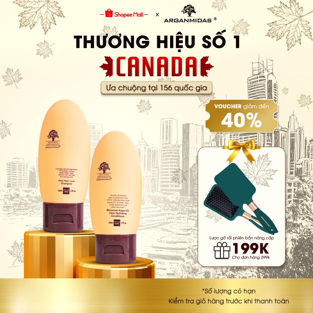 Ảnh dầu gội ngừa rụng tóc, hỗ trợ dày tóc và dầu xả siêu dưỡng ẩm Arganmidas 50ml 1