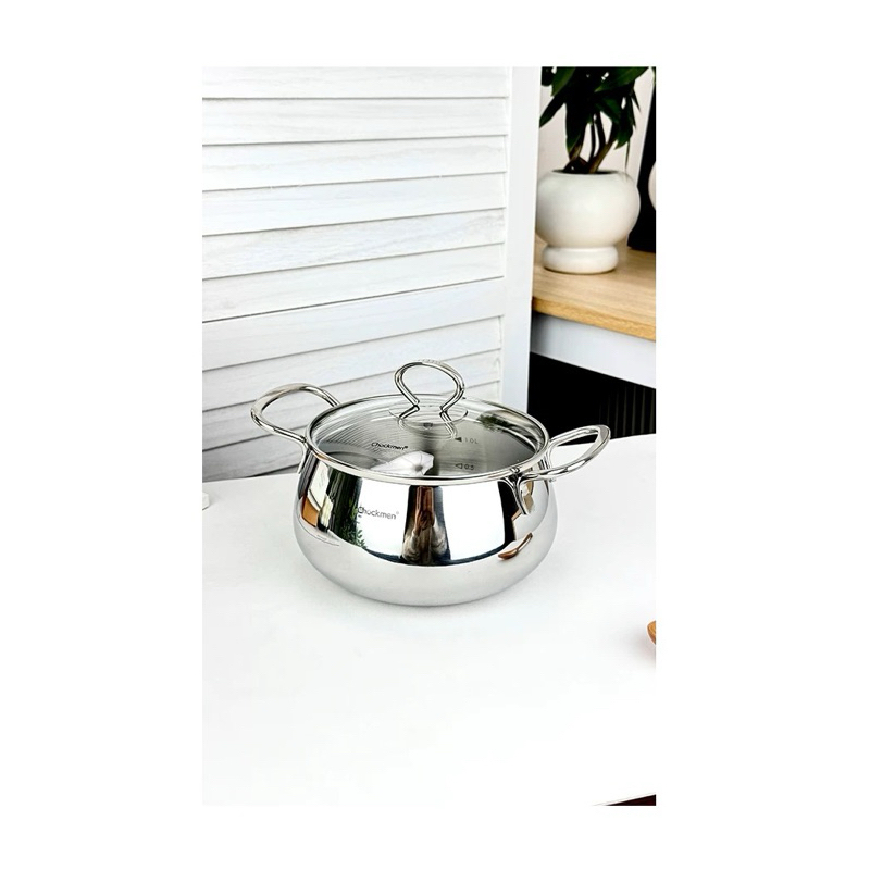 Nồi Táo Tai Đôi Chockmen 14cm Kèm Nắp Nồi Inox Mini Đun Cháo Sốt CKM855
