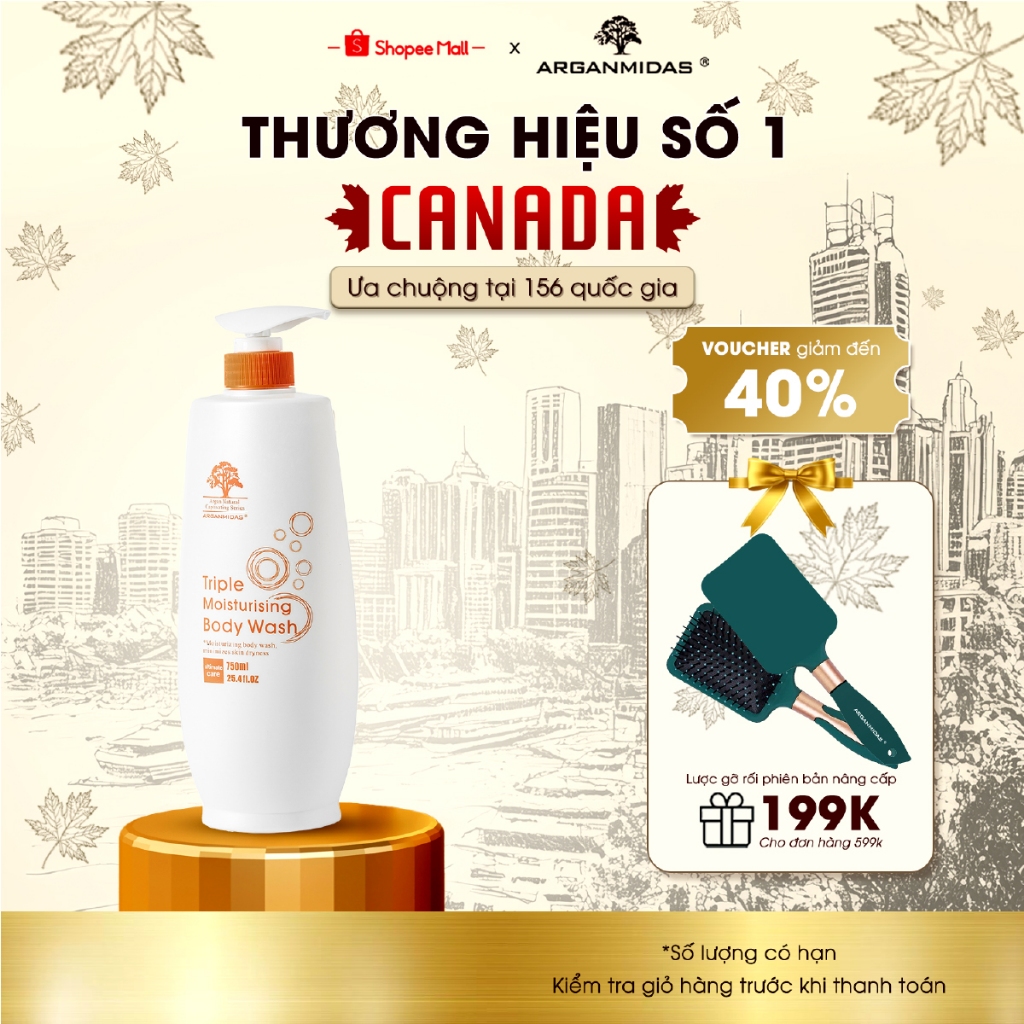 Ảnh Sữa tắm dưỡng trắng siêu dưỡng ẩm Arganmidas Argan Oil làm sạch và sáng nuôi dưỡng da mịn màng 750ml 1