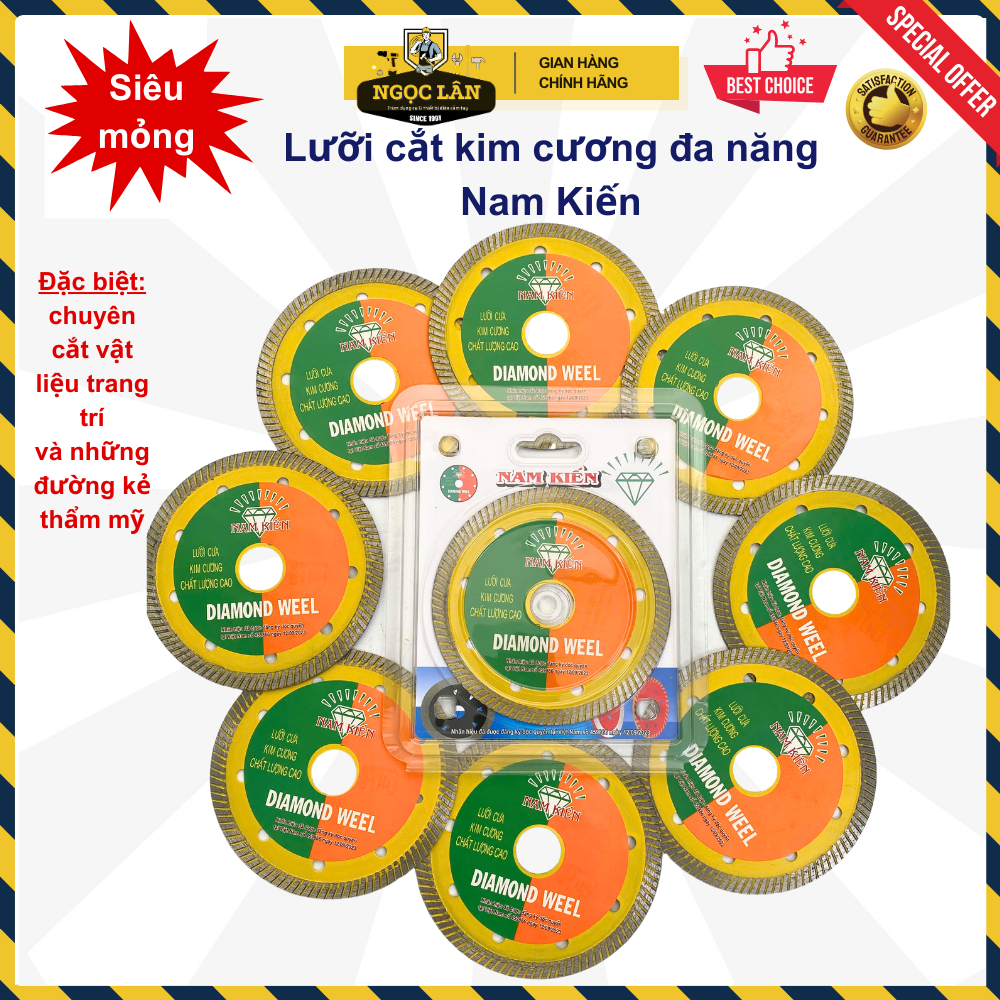 Lưỡi cắt kim cương Nam Kiến cắt đá cẩm thạch,hoa cương, bê tông, đa năng, độ thẩm mỹ cao siêu mỏng
