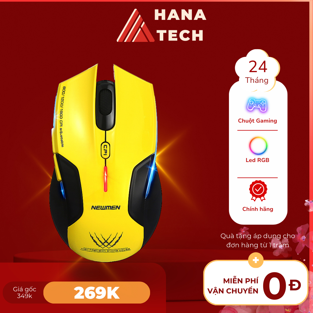 Chuột Gaming Không Dây Newmen E500 Chuột Chơi Game Led RGB Chính Hãng Bảo Hành 24 Tháng