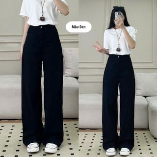 Quần Jeans Ông Suông Trơn 247store cạp cao tôn dáng nhiều màu đi học đi làm