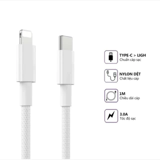 ( COMBO 2 Cáp) sạc nhanh 20w không nóng máy dây sạc bọc dù siêu nhanh dùng cho tất cả dòng máy từ 7 đến 14prm bảo hanh6t
