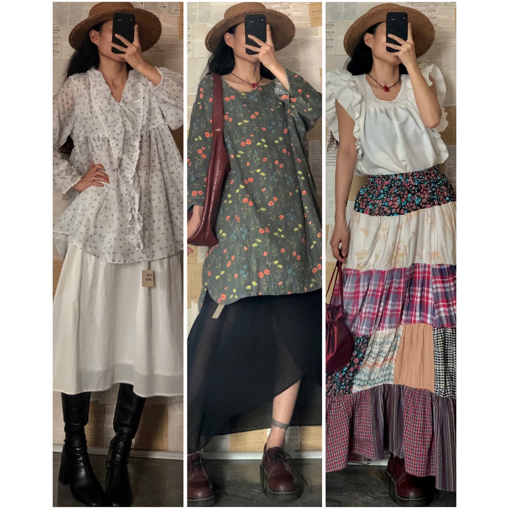 APRIL6 CLOTHING Đầm váy vintage dáng dài hoa nhí, tiểu thư, đồng quê, retro. ig: april6_clothing