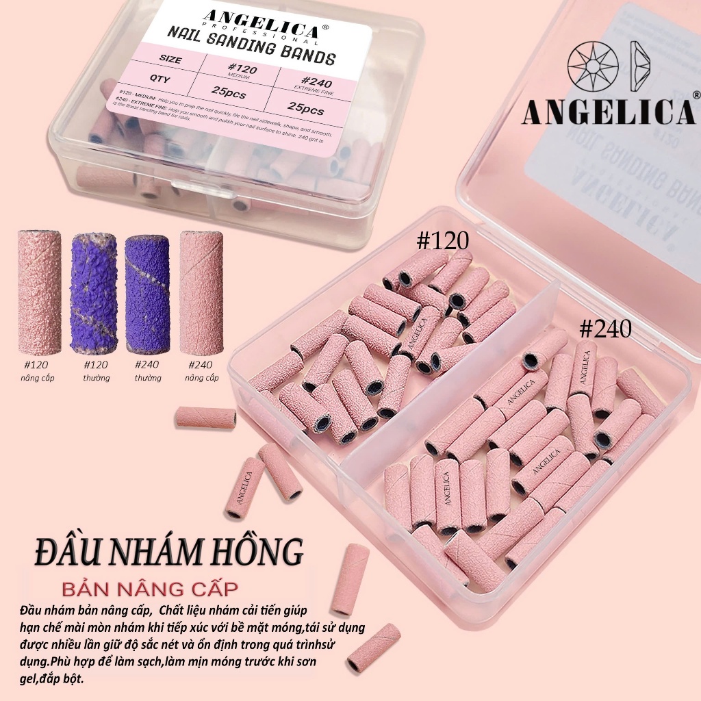 Combo Đầu Mài Nhám Hồng Angelica Kèm 1 Lõi Đầu Mài Trụ , Đầu Mài Nhám Mini Chuyên Dụng Làm Nail, Phụ Kiện Nail Cao Cấp