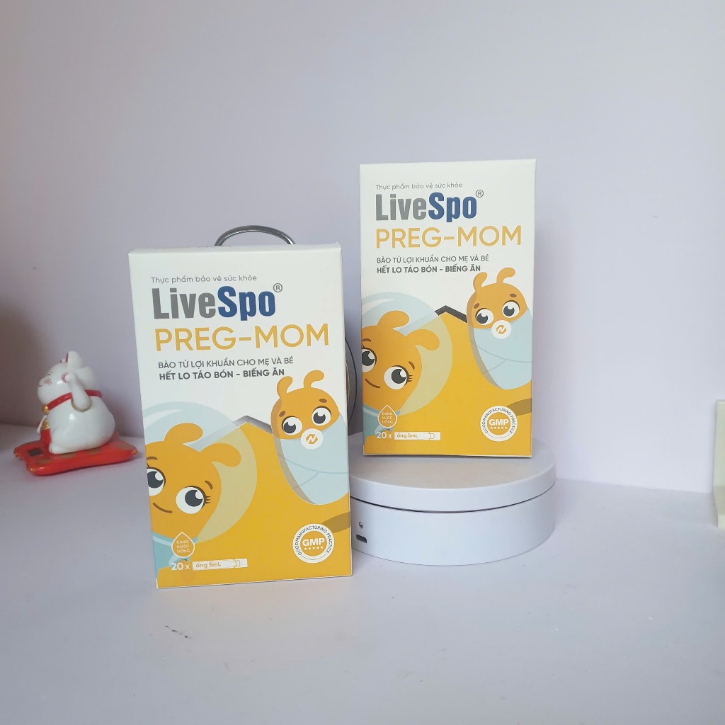 [TÍCH ĐIỂM] Combo 2 hộp Men vi sinh chứa bào tử lợi khuẩn LiveSpo Pregmom, cho bé biếng ăn, táo bón