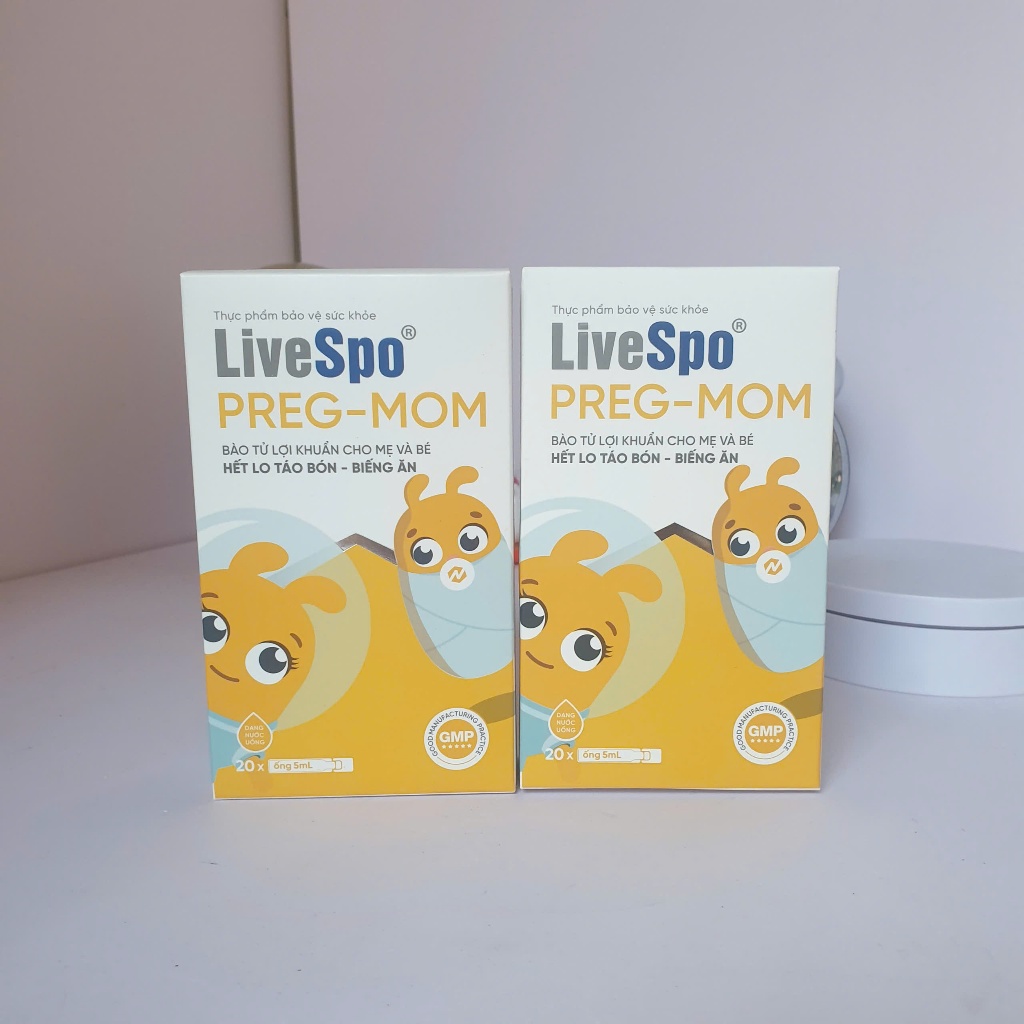 [TÍCH ĐIỂM] Combo 2 hộp Men vi sinh chứa bào tử lợi khuẩn LiveSpo Pregmom, cho bé biếng ăn, táo bón