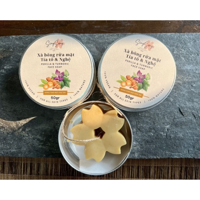 Xà bông rửa mặt Singsong - 50gr - Thành phần tía tô nghệ