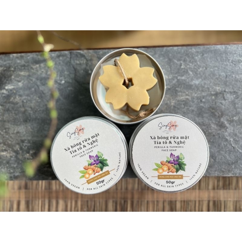 Xà bông rửa mặt Singsong - 50gr - Thành phần tía tô nghệ