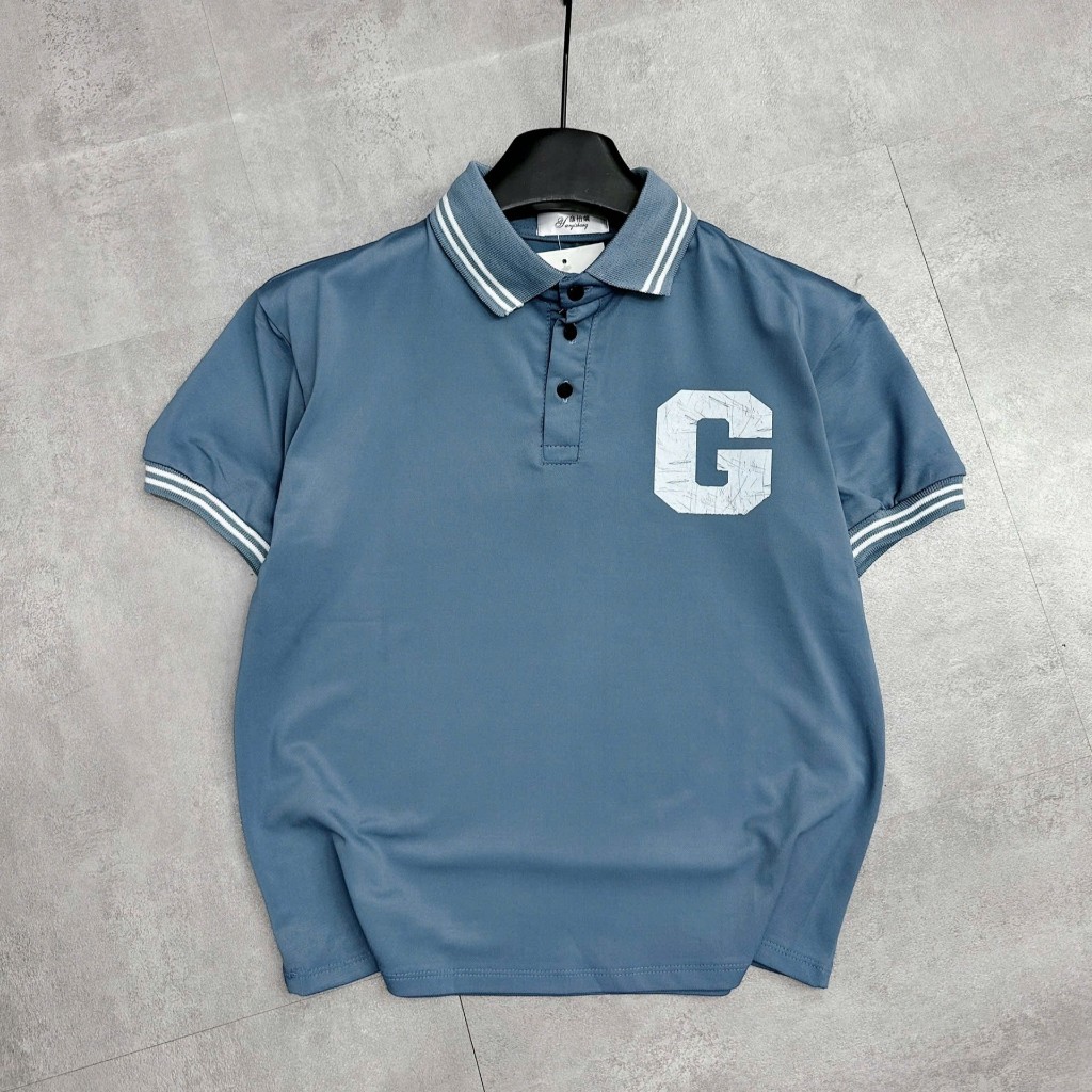 Áo POLO Cho Bé Trai CHỮ G, Vải Cá Sấu Thông Hơi Cao Cấp Co Giãn 4 Chiều, 5 Màu, Size 17-65Kg