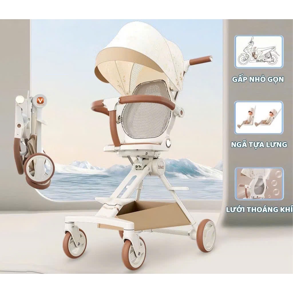 ( hàng KM gooby ) Xe Đẩy Gấp Gọn Cao Cấp V-Baby A5 Đảo Chiều 360 Độ ...