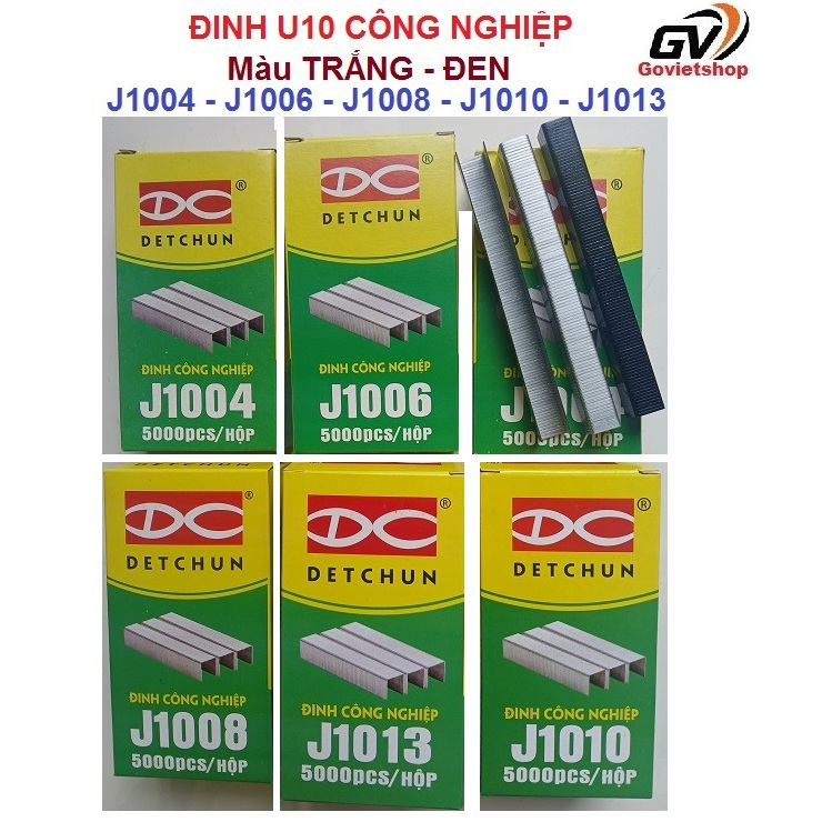 Đinh U10 bắn gỗ J10, hiệu Detchun, 1004J - 1006J - 1008J - 1010J ...