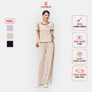 5BCD01 Bộ đồ nữ CARDINA chất liệu cotton kiểu dáng quần dài phối kẻ trẻ trung năng động 5BCD01