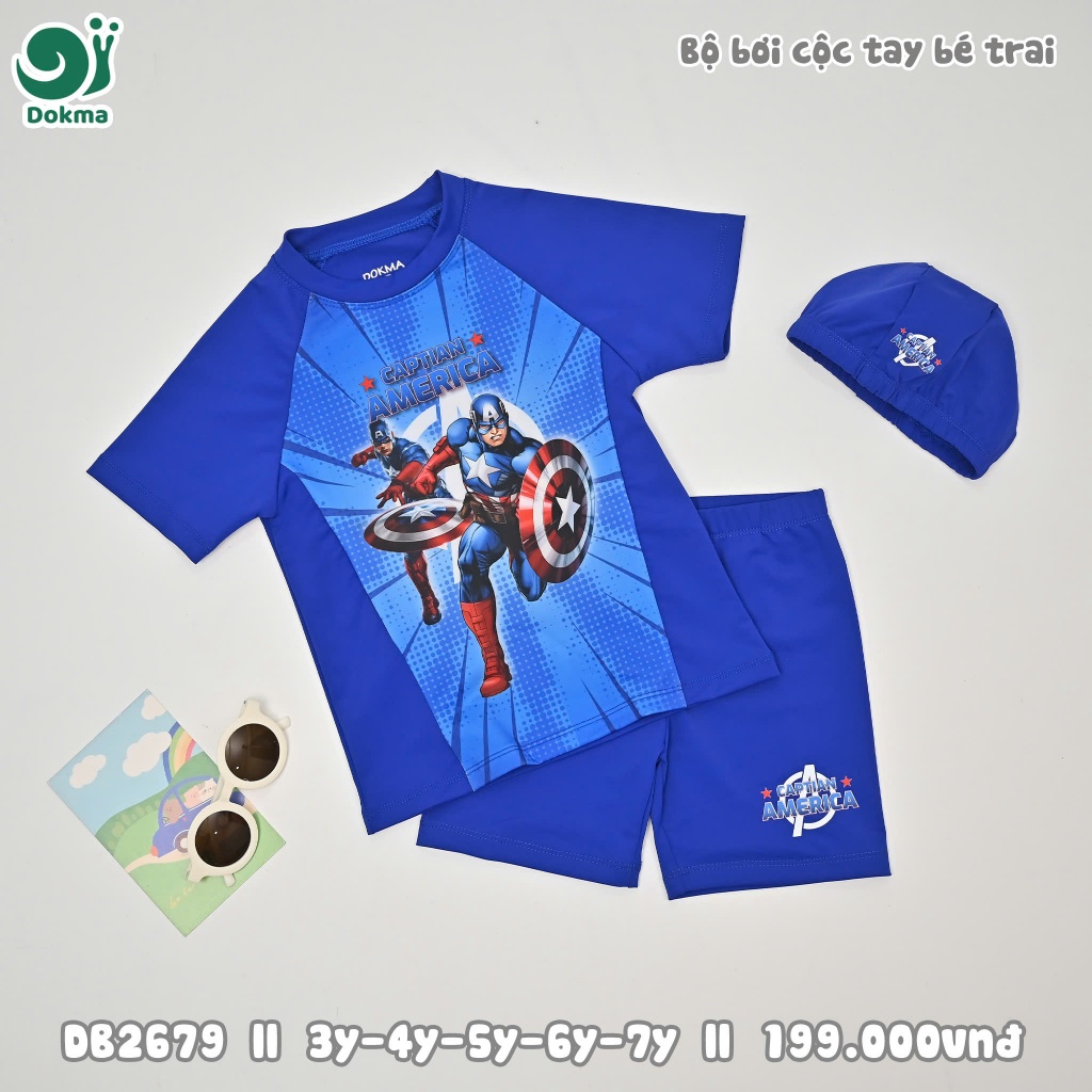 [11-33kg] Bộ Bơi Bé Trai Dokma Kèm Mũ Bơi Cho Bé DB2679 DB2681 DB2686
