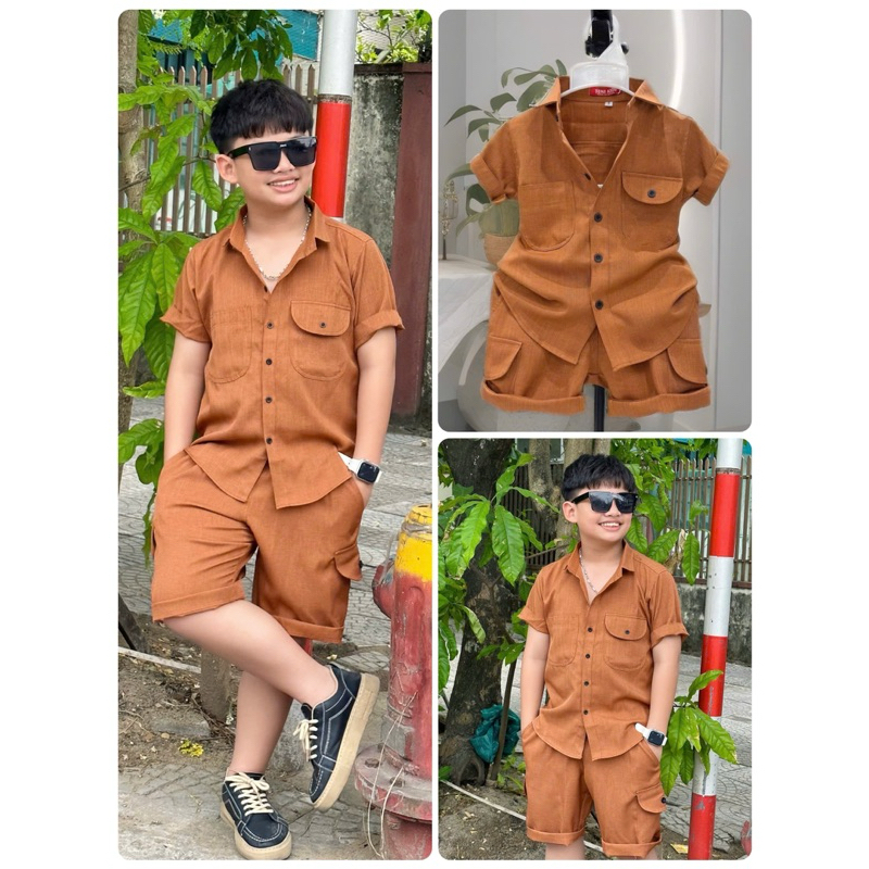 set sơmi công tử sang chảnh cho bé trai 10-52kg Tonibrand