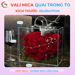Hộp Mica Cắm Hoa Trong Suốt - Vali Mica Đựng Quà Tặng - Hộp mica đựng labubu babythree