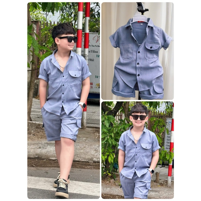 set sơmi thiết kế cao cấp cho bé trai 10-52kg TONIBRAND