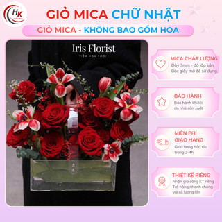 [HỎA TỐC-CHUYÊN SỈ] Hộp giỏ mica nhựa chữ nhật đựng hoa quả, box cắm hoa, trồng hoa hộp đựng quả sang trọng sang chảnh